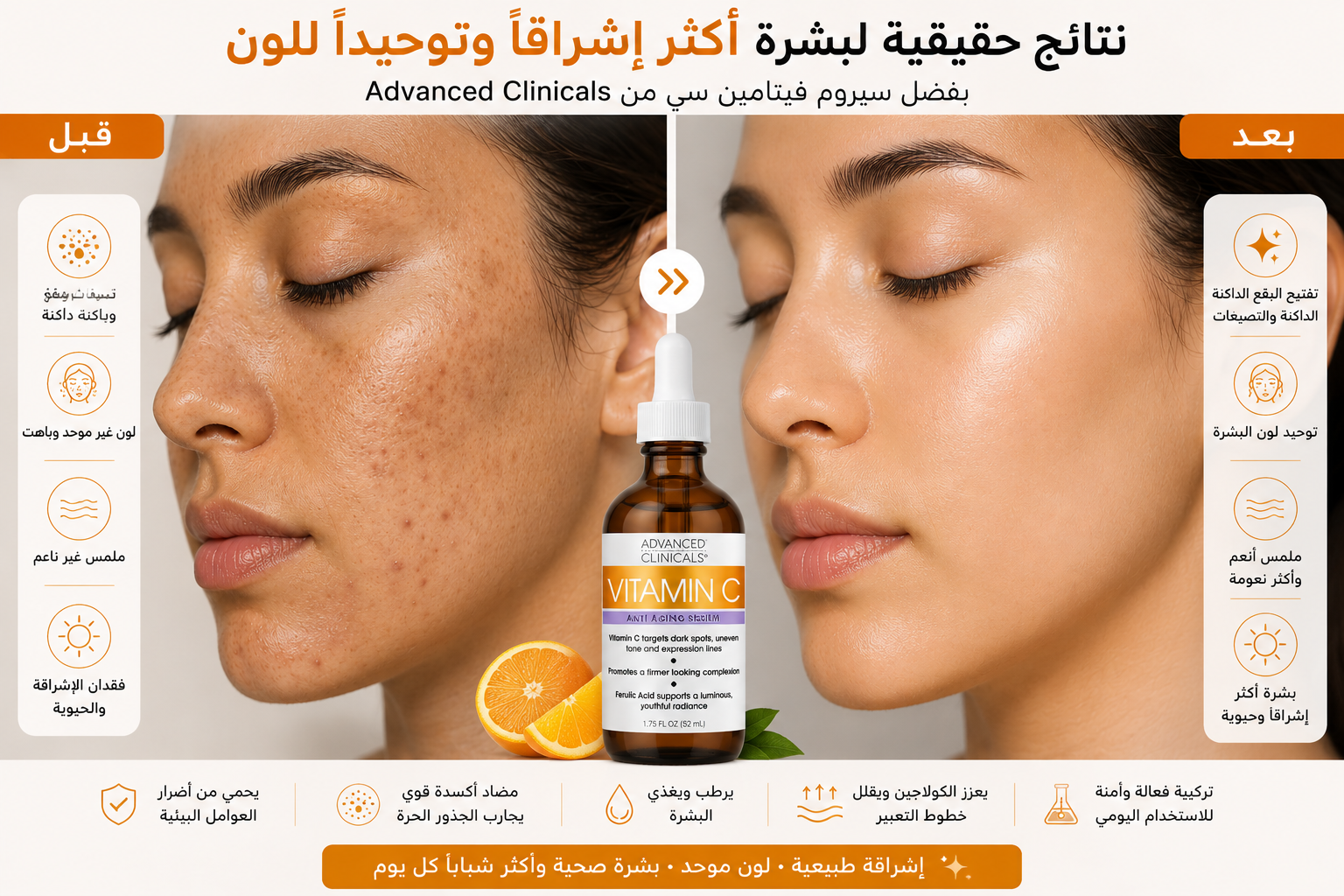 قبل وبعد Vitamin C Anti Aging Serum 52ml