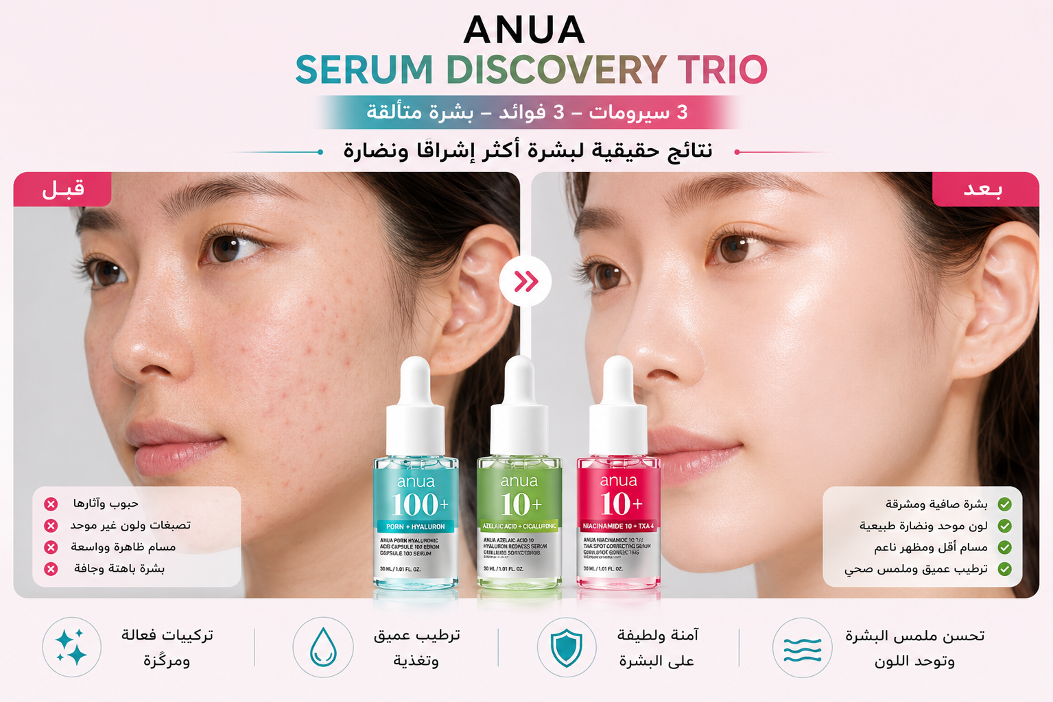 قبل وبعد Anua Mini Serums