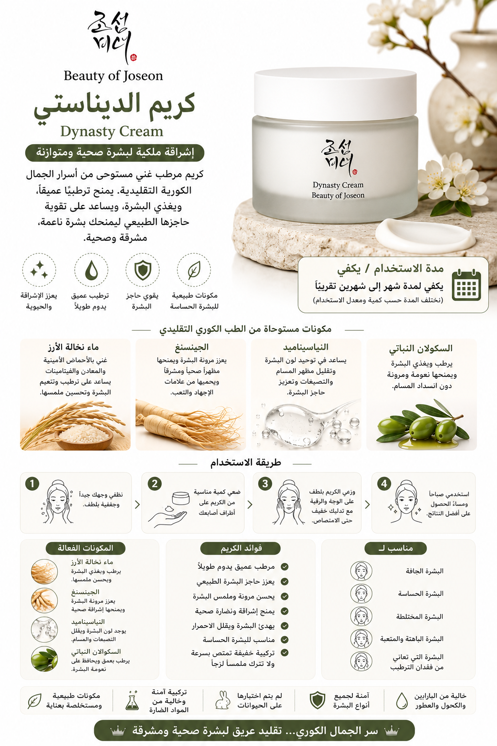 طريقة استخدام Beauty of Joseon Dynasty Cream